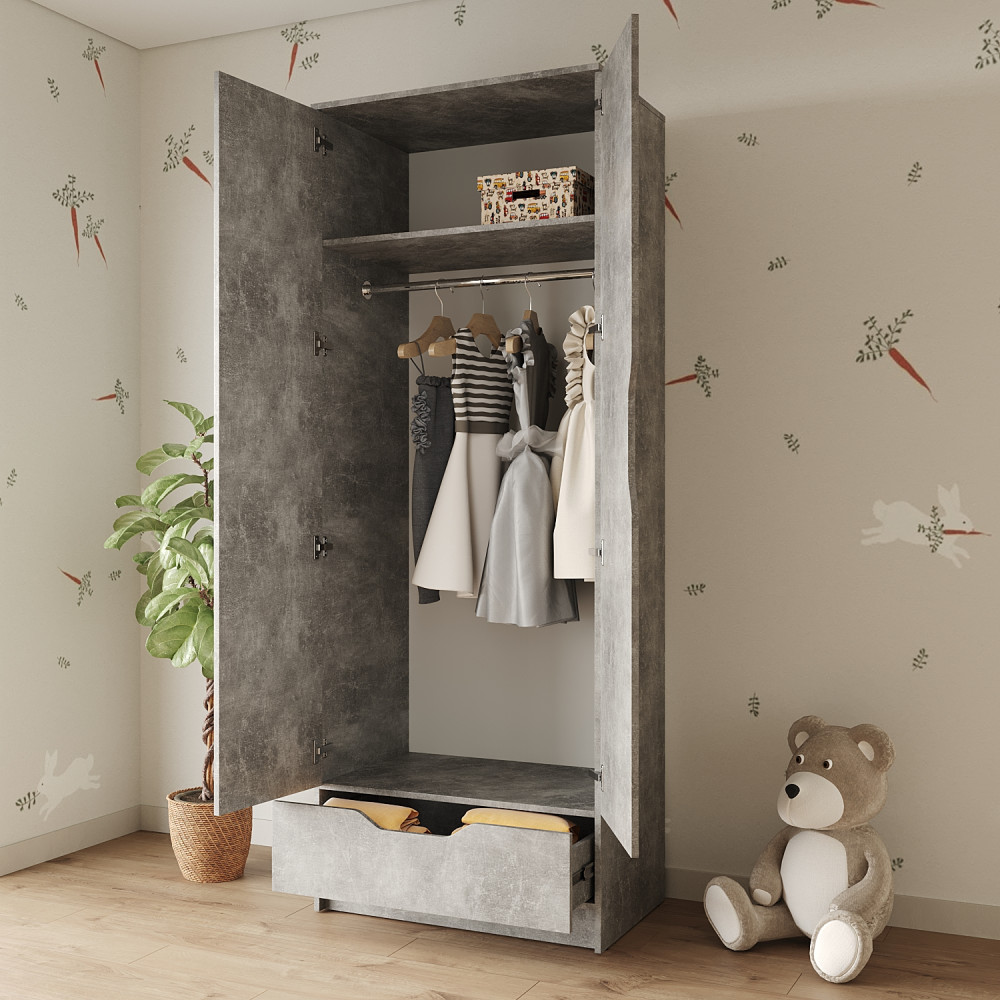 Шкаф распашной MebelStar 2Д1Ш Лилу 80x50x210 см Бетон (MBS-1403)