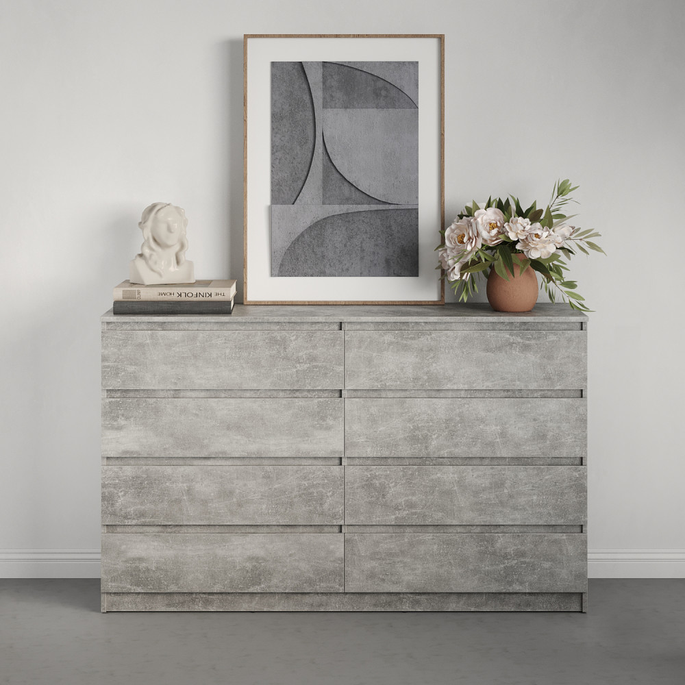MebelStar Chest of Drawers for the living room Neo 8Sh Concrete, 160x43x98 cm (MBS-1103)