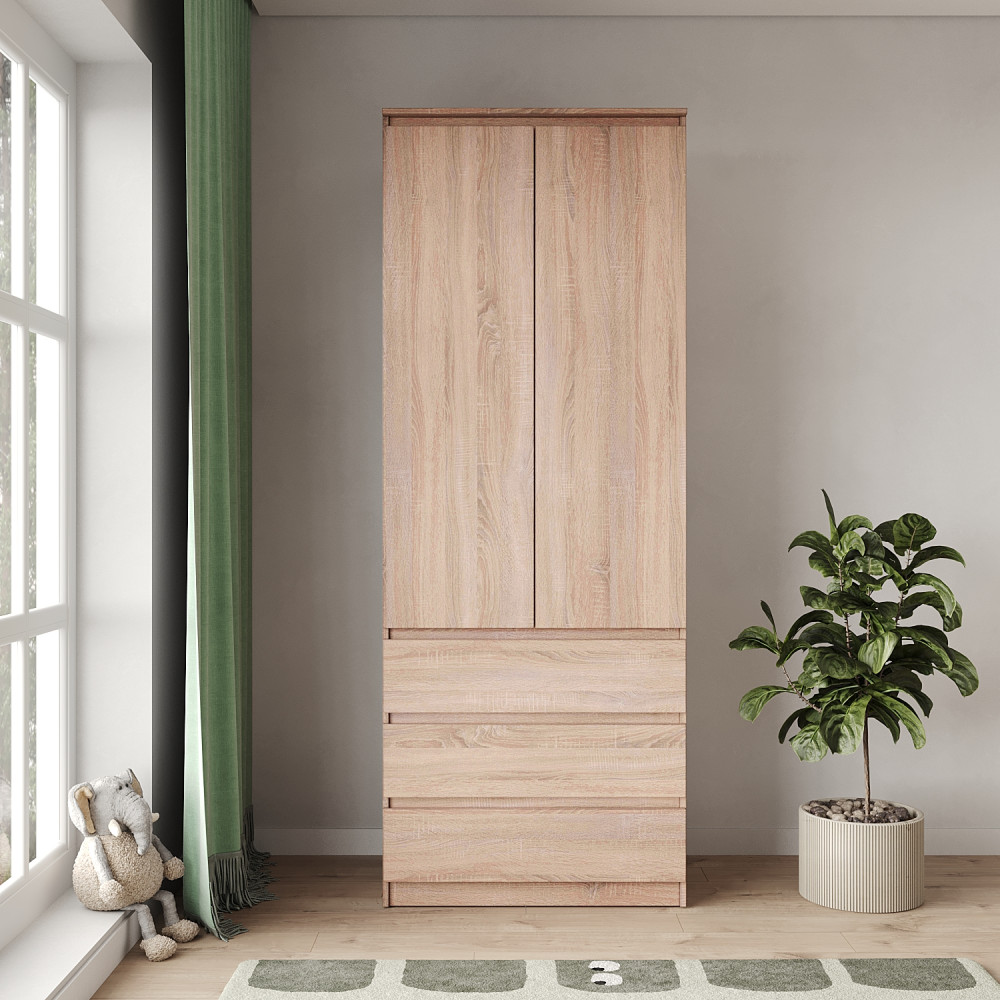 Шкаф распашной с ящиками MebelStar Нео 2Д3Ш 80x50x210 см Дуб сонома (MBS-1113)