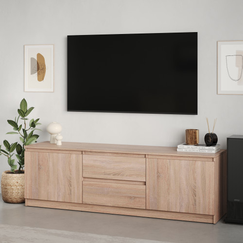 Тумба под телевизор MebelStar Нео 2Ш2Д 150x43x53 см Дуб сонома (MBS-1253)