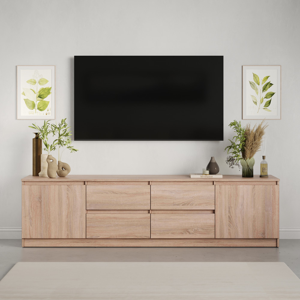 MebelStar TV stand Neo 4Sh2D Sonoma Oak, 200x43x53 cm (MBS-1263)