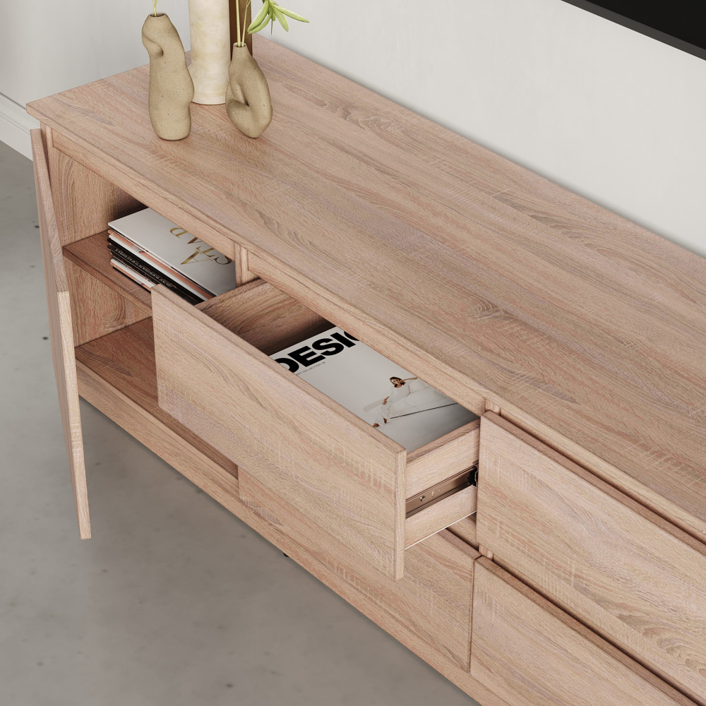 MebelStar TV stand Neo 4Sh2D Sonoma Oak, 200x43x53 cm (MBS-1263)