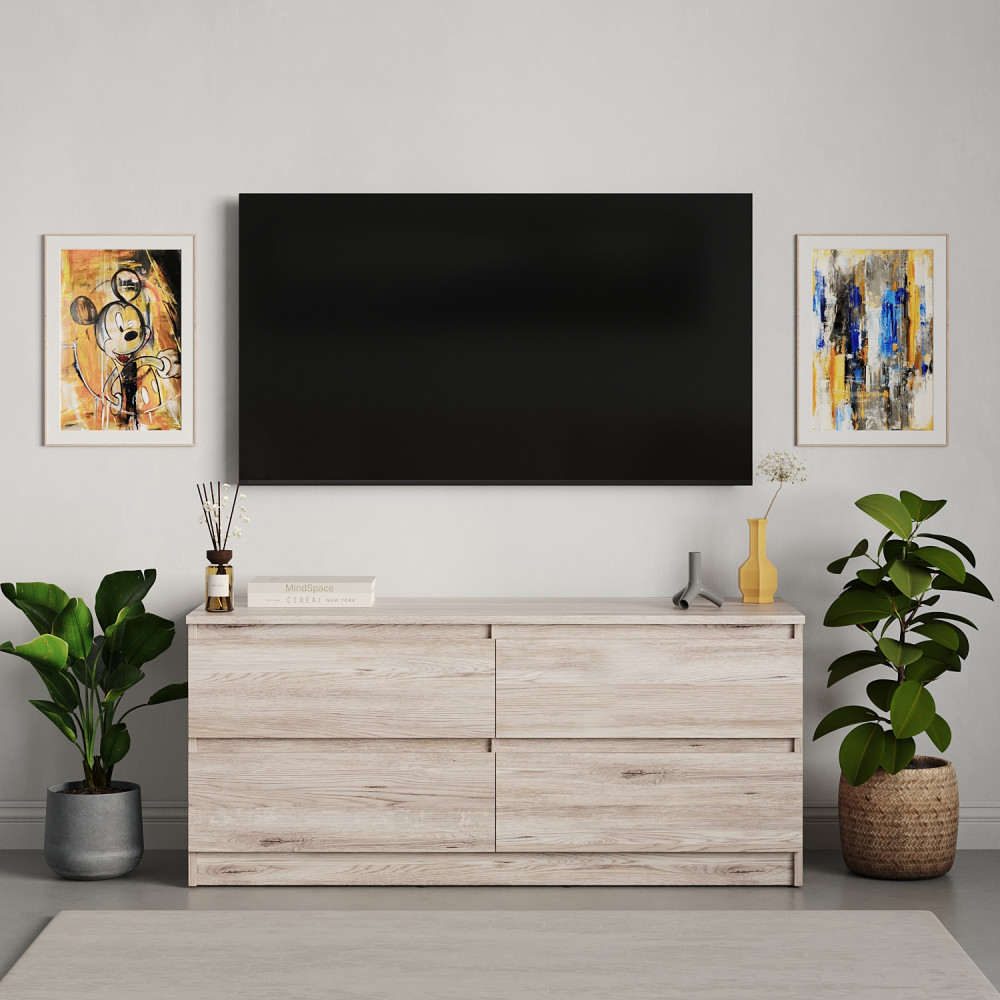 Тумба под телевизор MebelStar Нео 4Ш 120x43x53 см Аляска серый (MBS-1273)