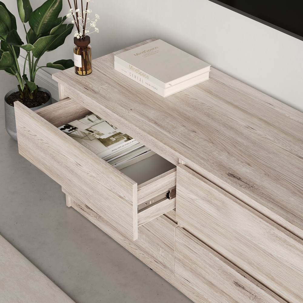 Тумба под телевизор MebelStar Нео 4Ш 120x43x53 см Аляска серый (MBS-1273)