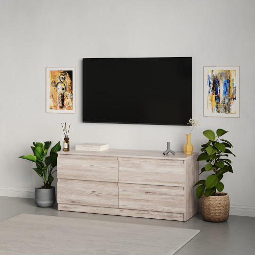 Тумба під телевізор MebelStar Нео 4Ш 120x43x53 см Аляска сірий (MBS-1273)