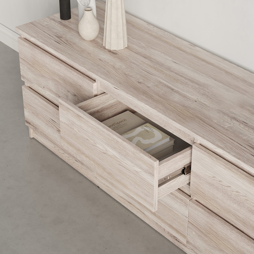 Тумба под телевизор MebelStar Нео 6Ш 150x43x53 см Аляска серый (MBS-1283)