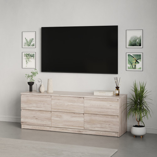 Тумба под телевизор MebelStar Нео 6Ш 150x43x53 см Аляска серый (MBS-1283)