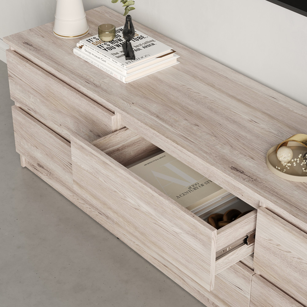 Тумба под телевизор MebelStar Нео 6Ш 180x43x53 см Аляска серый (MBS-1293)