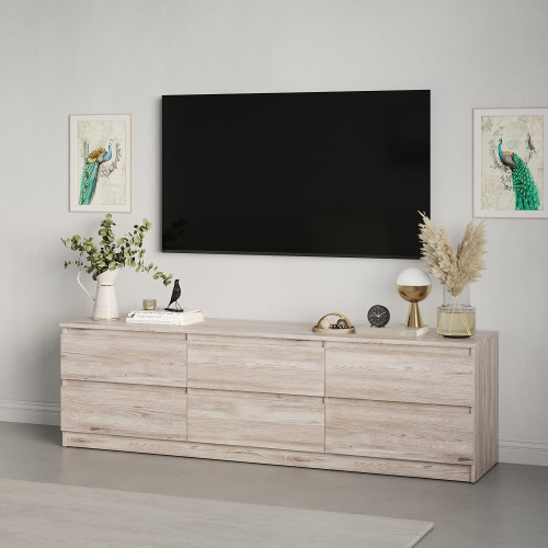 MebelStar TV stand Neo 6Sh Alaska gray, 180x43x53 cm (MBS-1293)