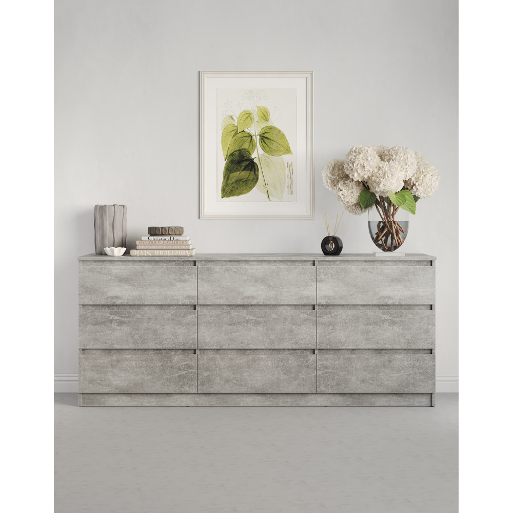 Комод в гостиную MebelStar Нео 9Ш 180x43x75,5 см Бетон (MBS-1323)