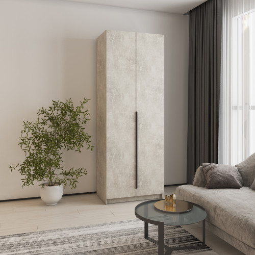 Шкаф 2-дверный MebelStar Оскар ДСП BL-B, блок ящиков 80x52x220 см Бетон (MBS-4461)