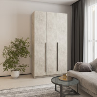 Шкаф 3-дверный MebelStar Оскар ДСП BL-B, 4 дополнительных полки 120x52x220 см Бетон (MBS-4581)