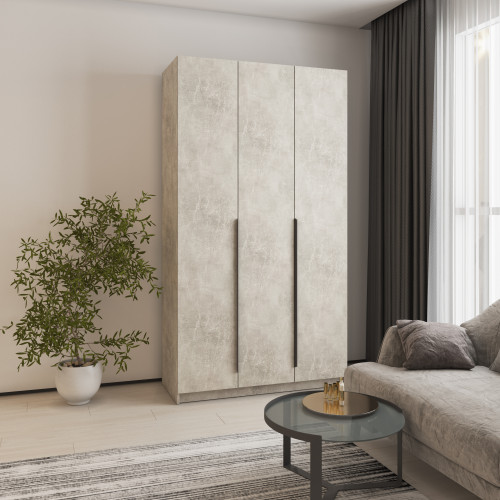 Шкаф 3-дверный MebelStar Оскар ДСП BL-B, 4 дополнительных полки 120x52x220 см Бетон (MBS-4581)