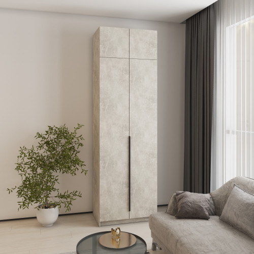 Шкаф 2-дверный с антресолью MebelStar Оскар ДСП BL-B, стандарт 80x52x260 см Бетон (MBS-4771)