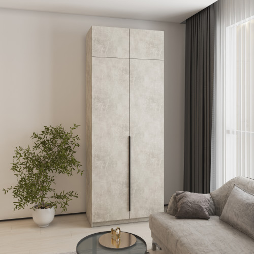 Шкаф 2-дверный с антресолью MebelStar Оскар ДСП BL-B, стандарт 100x52x260 см Бетон (MBS-4821)