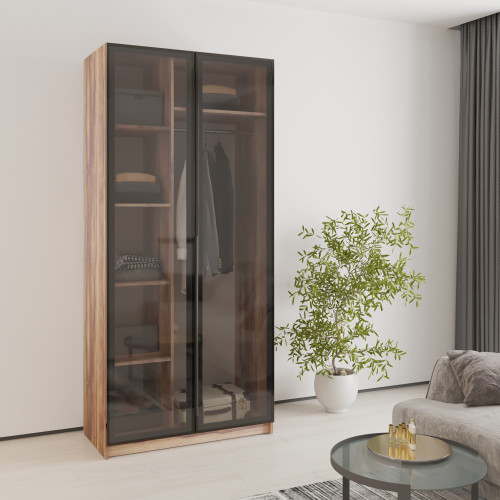 MebelStar 2-door wardrobe Oscar Showcase BL-B, standard Amber oak, 100x52x220 cm (MBS-6687)