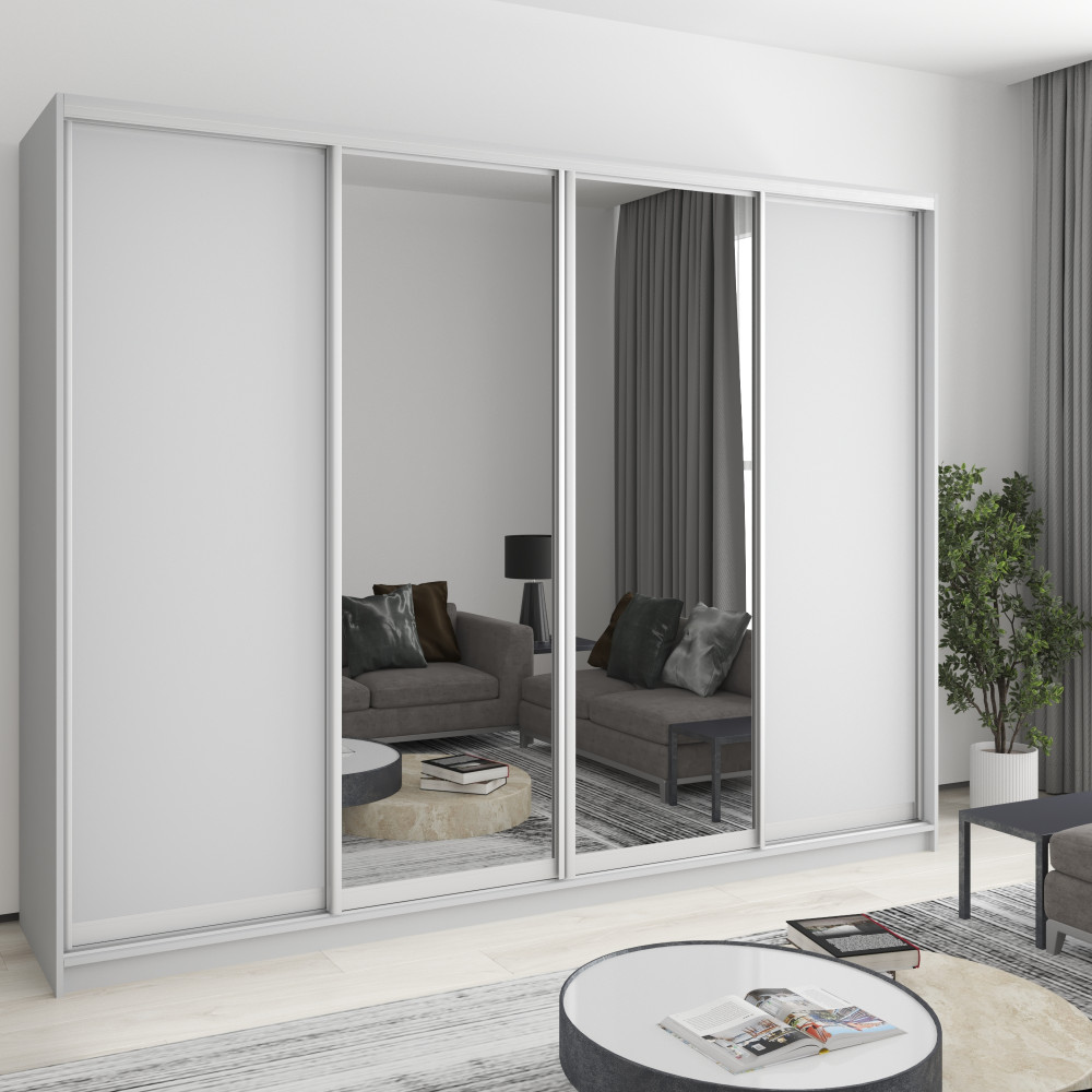 MebelStar Four-door wardrobe Standard AL 2DSP/2 Mirrors Gray mouse, 270x60x210 cm (MBS-12296)