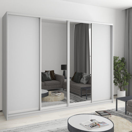 MebelStar Four-door wardrobe Standard AL 2DSP/2 Mirrors Gray mouse, 270x60x210 cm (MBS-12296)