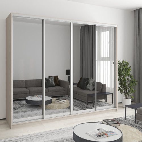 Шкаф-купе четырехдверный MebelStar Стандарт AL 4 Зеркала 250x45x210 см Кашемир (MBS-12346)