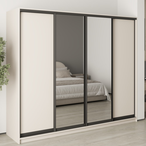 MebelStar Four-door wardrobe Standard BG 2DSP/2 Mirrors Cashmere, 250x60x210 cm (MBS-11846)