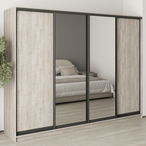 MebelStar Four-door wardrobe Standard BG 2DSP/2 Mirrors Alaska gray, 270x60x210 cm (MBS-11816)