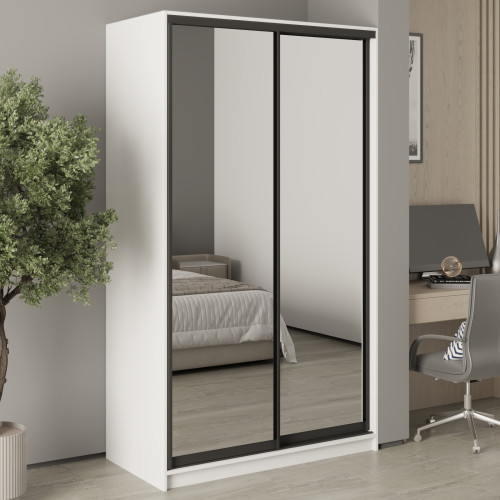 MebelStar Two-door wardrobe Standard BG 2 Mirrors Alaska white, 120x45x210 cm (MBS-11166)