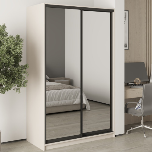 MebelStar Two-door wardrobe Standard BG 2 Mirrors Cashmere, 130x45x210 cm (MBS-11176)