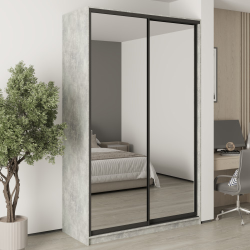 MebelStar Two-door wardrobe Standard BG 2 Mirrors Concrete, 150x45x240 cm (MBS-10296)