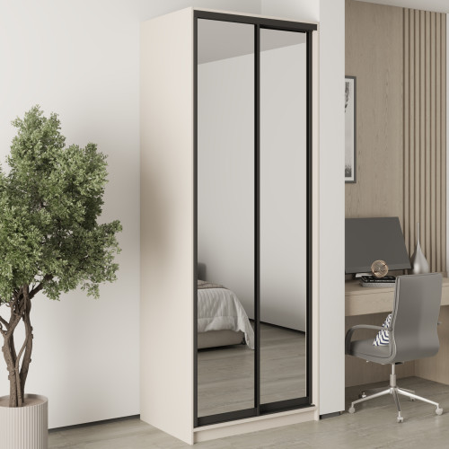 Шафа-купе дводверна MebelStar Уні BG 2 Дзеркала 90x45x240 см Кашемір (MBS-10566)