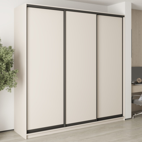 Шафа-купе тридверна MebelStar Уні BG 3ДСП 240x60x240 см Кашемір (MBS-7708)