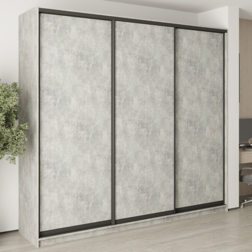 MebelStar Three-door wardrobe Combo BG 3DSP Concrete, 260x45x240 cm (MBS-9496)