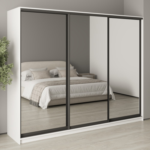 MebelStar Three-door wardrobe Combo BG 3 Mirrors Alaska white, 260x45x210 cm (MBS-9236)
