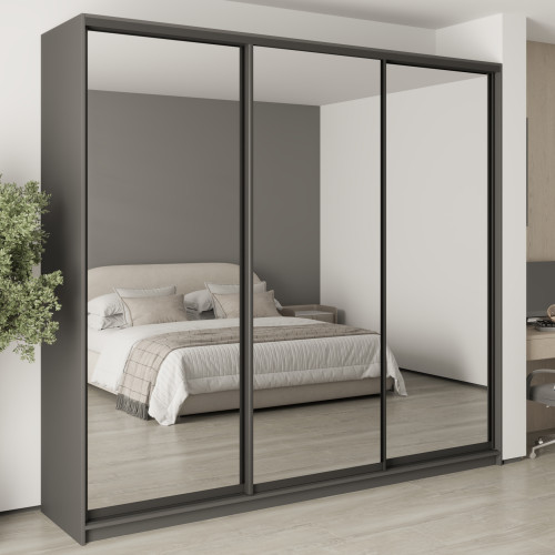MebelStar Three-door wardrobe Combo BG 3 Mirrors Anthracite, 260x60x240 cm (MBS-9806)