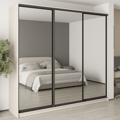 MebelStar Three-door wardrobe Combo BG 3 Mirrors Cashmere, 260x45x240 cm (MBS-9836)