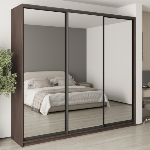 MebelStar Three-door wardrobe Combo BG 3 Mirrors Ristreto oak, 260x60x240 cm (MBS-9906)