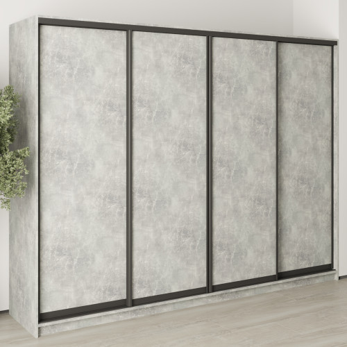 MebelStar Four-door wardrobe Standard BG 4DSP Concrete, 270x45x210 cm (MBS-11756)