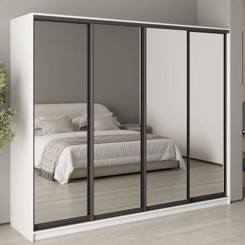 MebelStar Four-door wardrobe Standard BG 4 Mirrors Alaska white, 250x45x210 cm (MBS-11906)