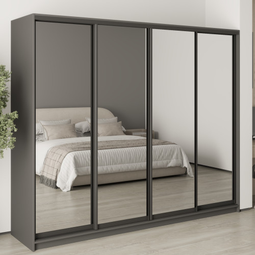 MebelStar Four-door wardrobe Combo BG 4 Mirrors Anthracite, 250x45x210 cm (MBS-12106)