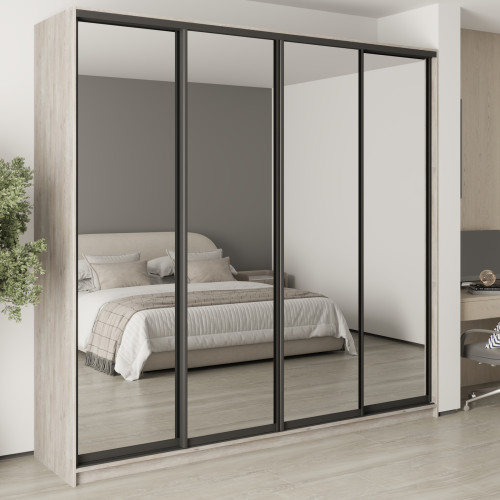 MebelStar Four-door wardrobe Standard BG 4 Mirrors Alaska gray, 250x45x240 cm (MBS-12746)