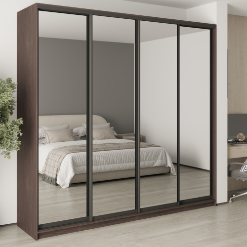 Шкаф-купе четырехдверный MebelStar Стандарт BG 4 Зеркала 250x45x240 см Дуб ристрето (MBS-12786)