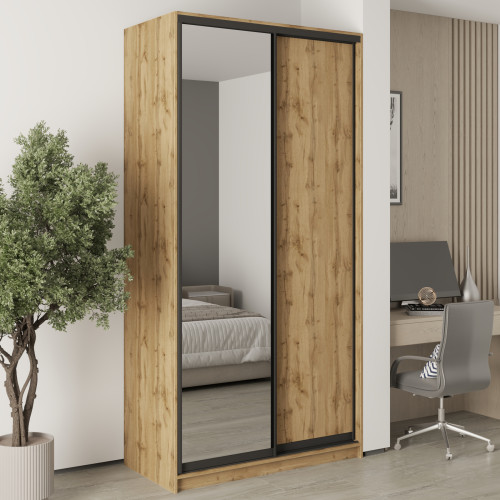 MebelStar Two-door wardrobe Standard BG DSP/Mirror Tahoe Oak, 120x60x240 cm (MBS-10266)