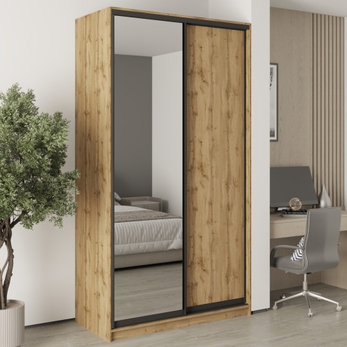 MebelStar Two-door wardrobe Standard BG DSP/Mirror Tahoe Oak, 130x45x240 cm (MBS-10186)