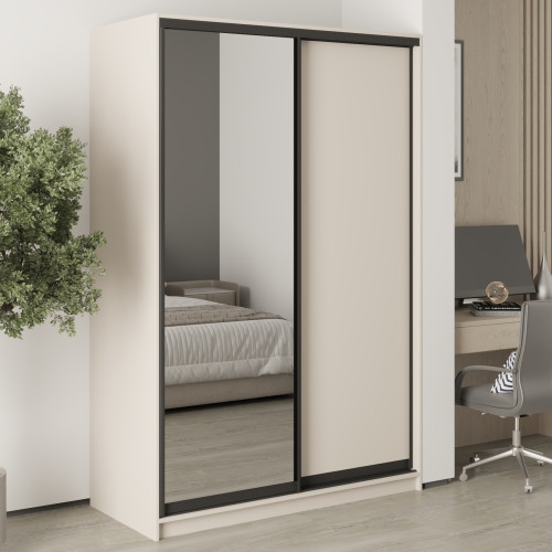 MebelStar Two-door wardrobe Standard BG DSP/Mirror Cashmere, 140x60x210 cm (MBS-11096)