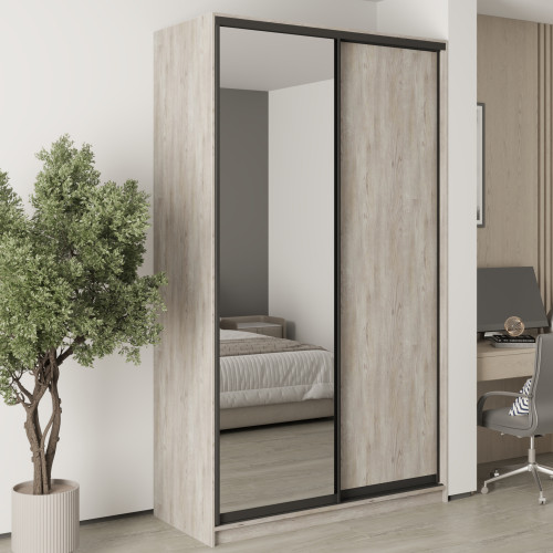 MebelStar Two-door wardrobe Standard BG DSP/Mirror Alaska gray, 140x60x240 cm (MBS-10196)