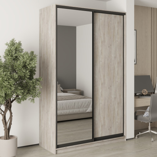 MebelStar Two-door wardrobe Standard BG DSP/Mirror Alaska gray, 150x45x240 cm (MBS-10116)
