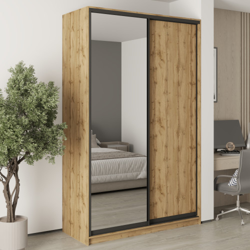 MebelStar Two-door wardrobe Combo BG DSP/Mirror Tahoe Oak, 150x60x240 cm (MBS-10736)