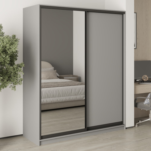 MebelStar Two-door wardrobe Standard BG DSP/Mirror Gray mouse, 170x45x210 cm (MBS-11036)