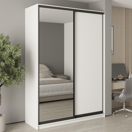 MebelStar Two-door wardrobe Standard BG DSP/Mirror Alaska white, 170x60x240 cm (MBS-10226)