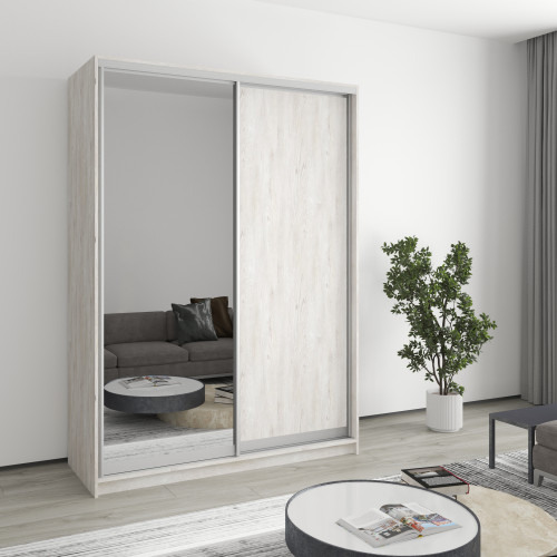 Шкаф-купе двухдверный MebelStar Комбо AL ДСП/Зеркало 150x45x210 см Аляска серый (MBS-2742)