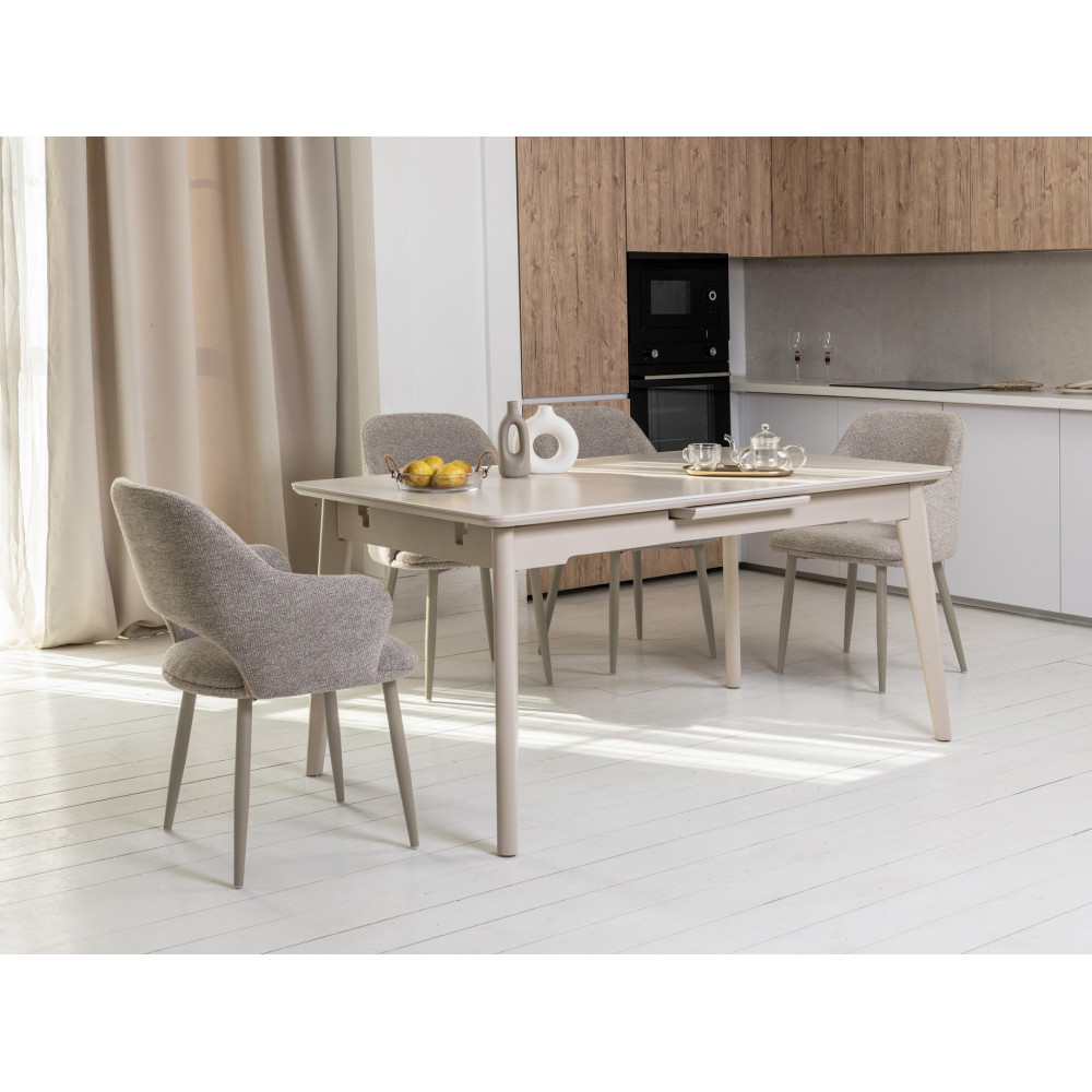 Обеденный керамический стол Vetro TM-125 Крема саббия/Капучино (VTR-1195)